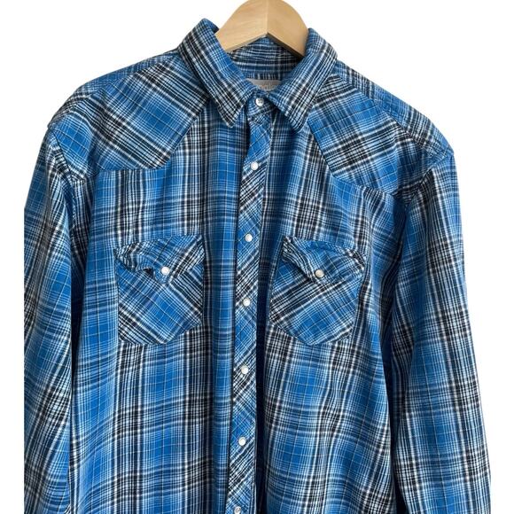 Vintage Wrangler Mens Shirt‎ Flannel Plaid Pearl Snap Cowboy Western Rodeo Ranch - Picture 7 of 9